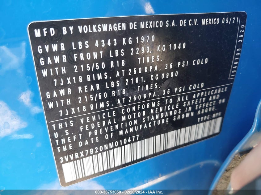 2022 VOLKSWAGEN TAOS 1.5T SE - 3VVRX7B20NM010477