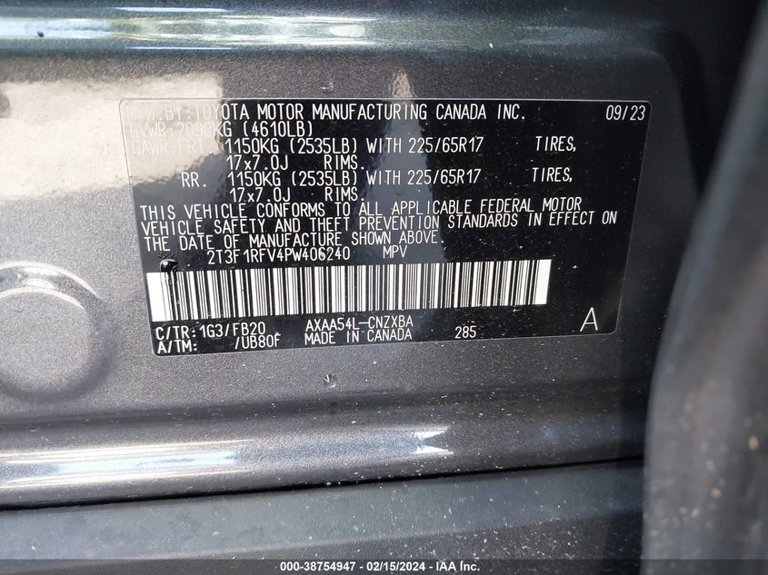 2023 TOYOTA RAV4 LE - 2T3F1RFV4PW406240