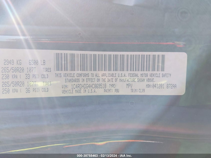 2017 DODGE DURANGO GT RWD - 1C4RDHDG4HC869518