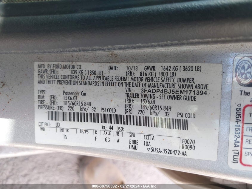 2014 FORD FIESTA SE - 3FADP4BJ5EM171394