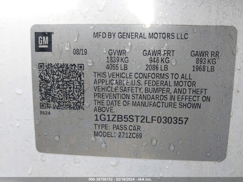 2020 CHEVROLET MALIBU FWD LS - 1G1ZB5ST2LF030357