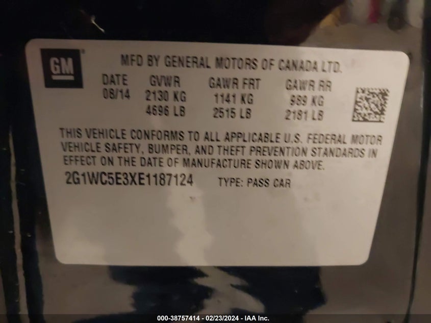 2014 CHEVROLET IMPALA LIMITED LTZ - 2G1WC5E3XE1187124