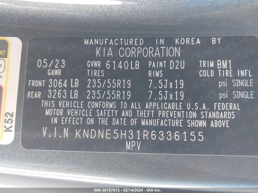 2024 KIA CARNIVAL MPV SX KNDNE5H31R6336155