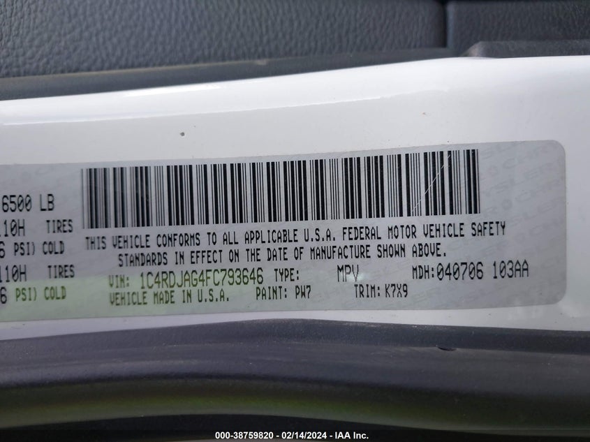 2015 DODGE DURANGO SXT - 1C4RDJAG4FC793646