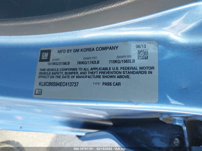 2014 CHEVROLET SPARK LS - KL8CB6S94EC413737