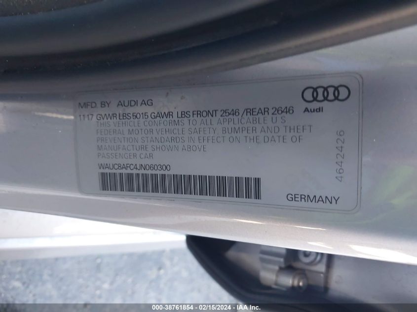 2018 AUDI A6 2.0T PREMIUM/2.0T SPORT - WAUC8AFC4JN060300