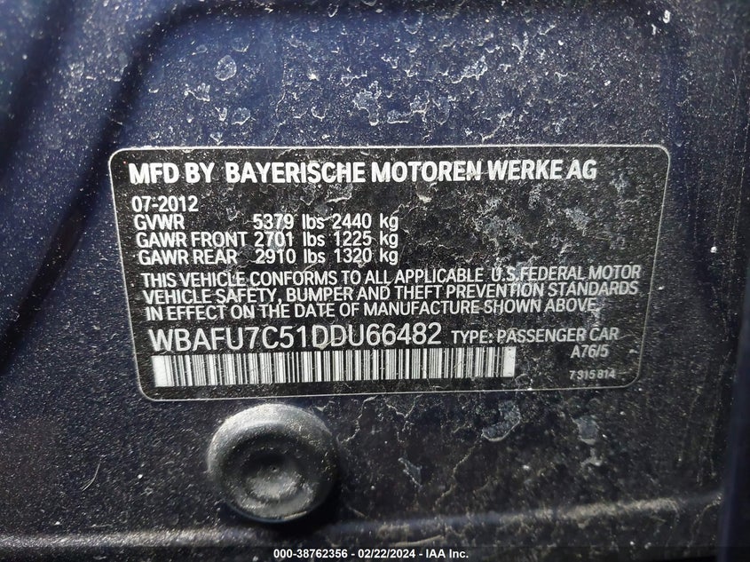 2013 BMW 535I XDRIVE - WBAFU7C51DDU66482