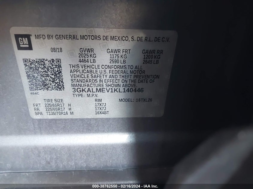 2019 GMC TERRAIN SLE - 3GKALMEV1KL140446