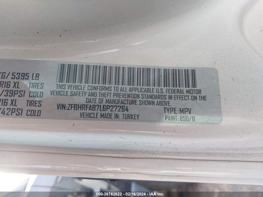 2020 RAM PROMASTER CITY TRADESMAN - ZFBHRFAB7L6P27264