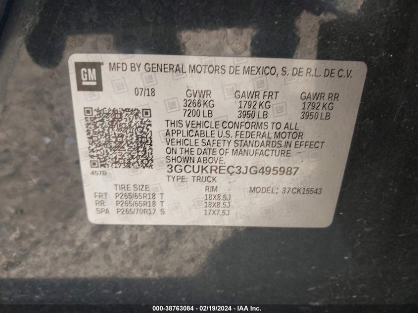 2018 CHEVROLET SILVERADO 1500 2LT - 3GCUKREC3JG495987