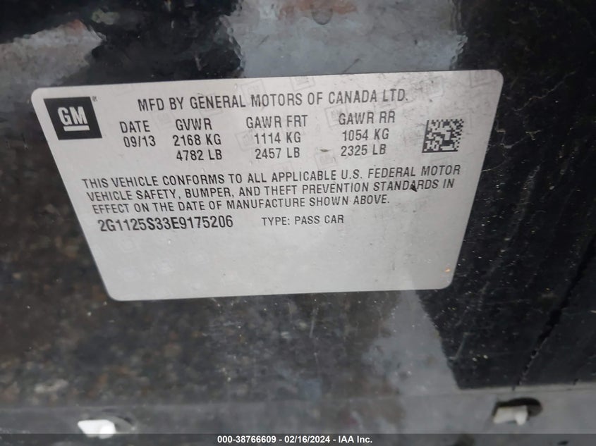 2014 CHEVROLET IMPALA LT - 2G1125S33E9175206