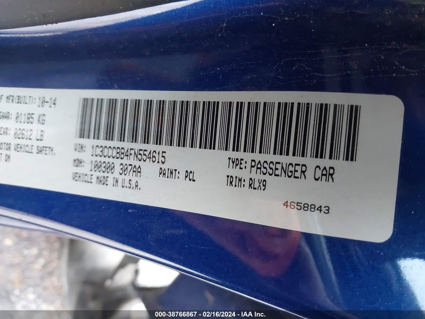 2015 CHRYSLER 200 S - 1C3CCCBB4FN554615