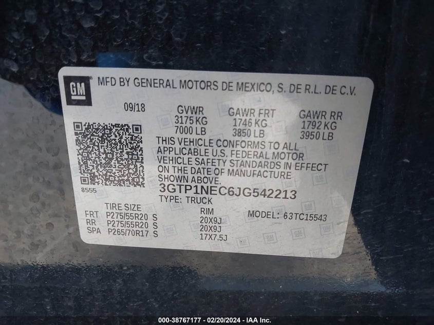 2018 GMC SIERRA 1500 C1500 SLT - 3GTP1NEC6JG542213