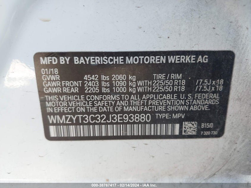 VIN WMZYT3C32J3E93880 2018 MINI COUNTRYMAN COOPER S