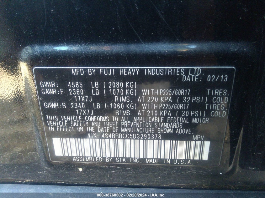 2013 SUBARU OUTBACK 2.5I PREMIUM - 4S4BRBCC5D3290378