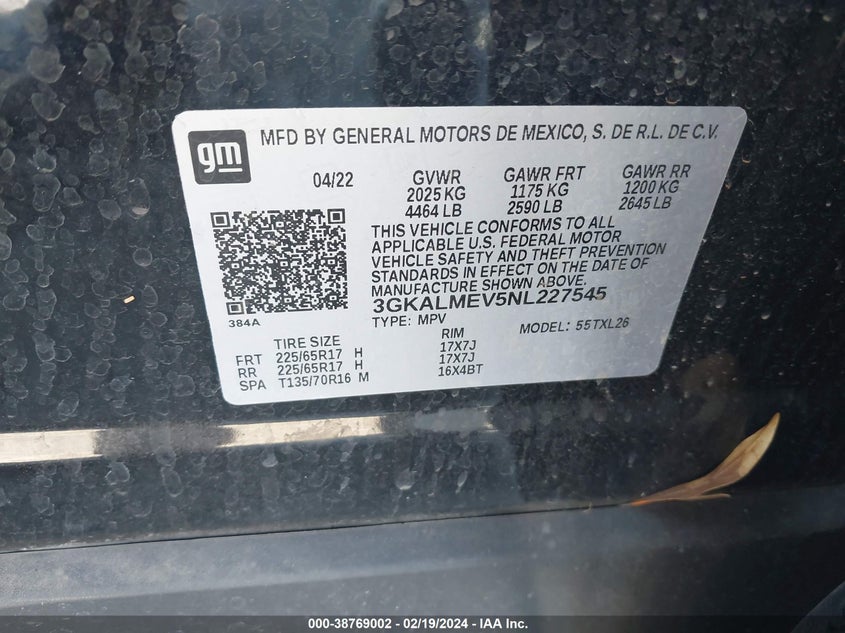 2022 GMC TERRAIN FWD SLE - 3GKALMEV5NL227545