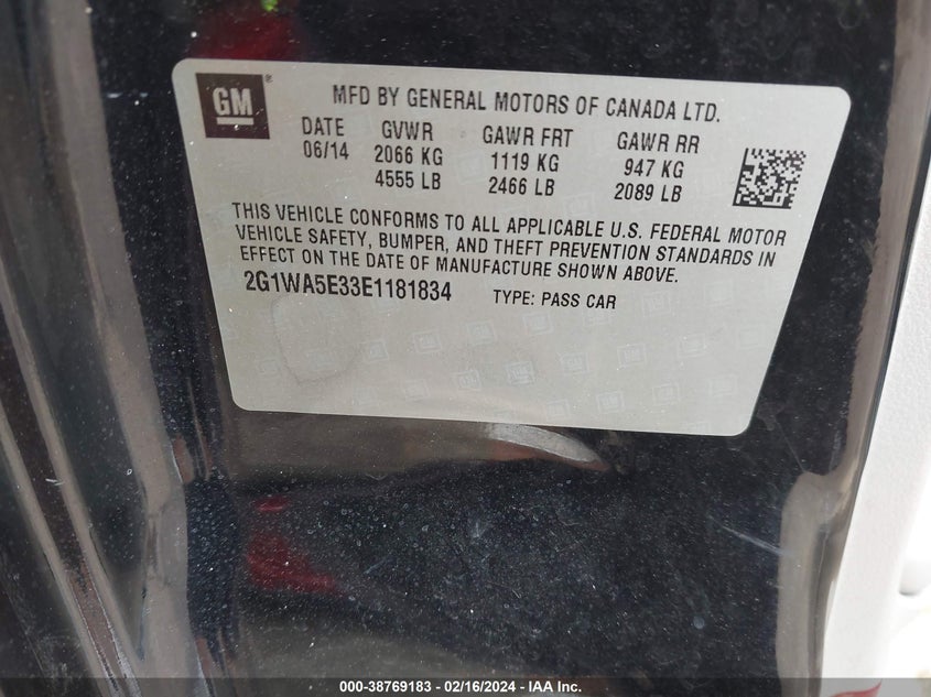 2014 CHEVROLET IMPALA LIMITED LS - 2G1WA5E33E1181834