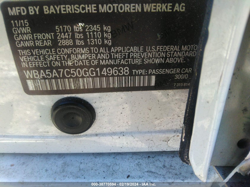 2016 BMW 528I XDRIVE - WBA5A7C50GG149638