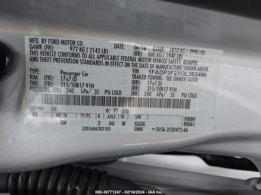 2016 FORD FOCUS SE - 1FADP3F2XGL362486