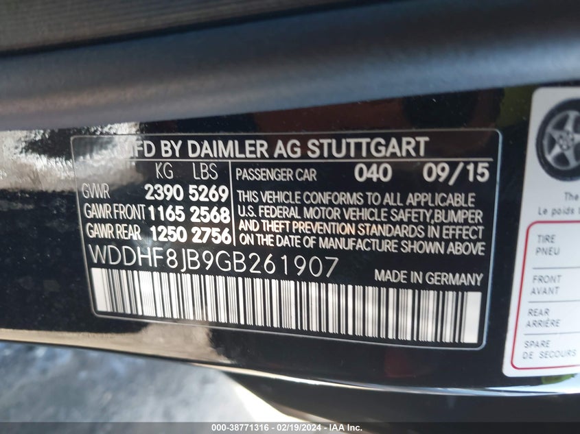2016 MERCEDES-BENZ E 350 4MATIC - WDDHF8JB9GB261907