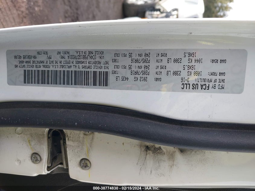 2016 JEEP PATRIOT SPORT - 1C4NJPBB1GD703314