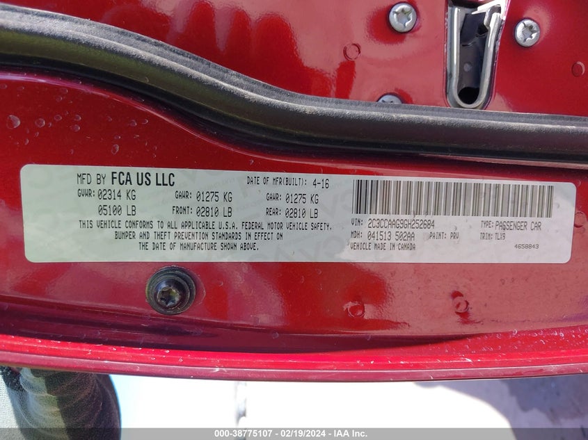 2016 CHRYSLER 300 LIMITED - 2C3CCAAG9GH252684