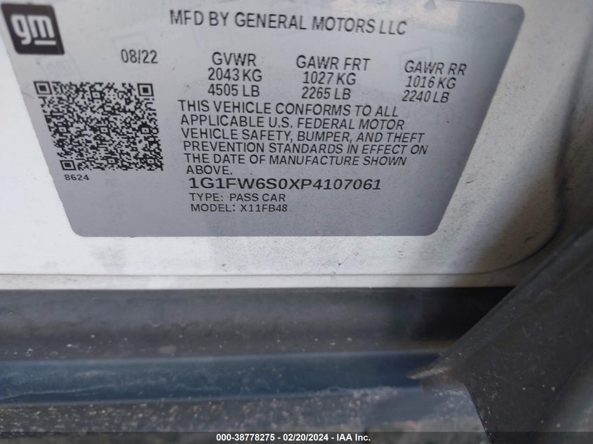 2023 CHEVROLET BOLT EV 1LT - 1G1FW6S0XP4107061