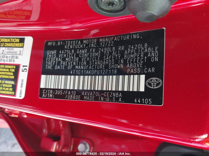 2023 TOYOTA CAMRY LE - 4T1C11AK0PU127118