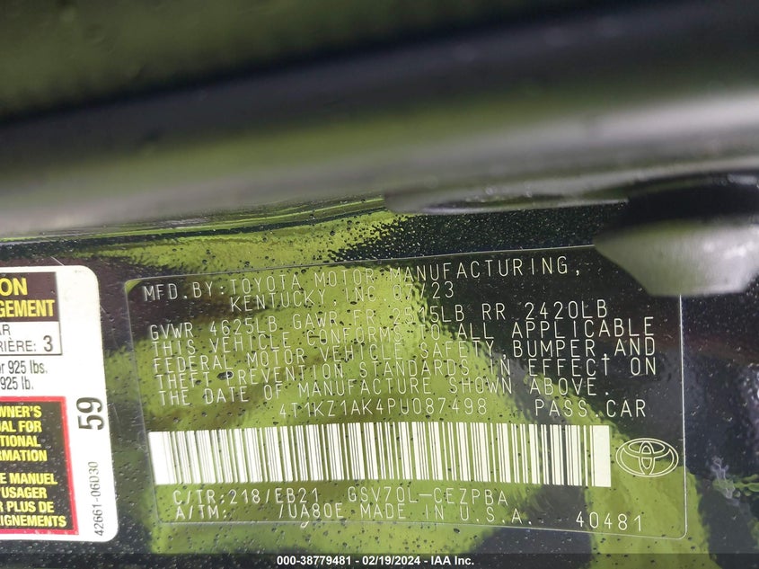 2023 TOYOTA CAMRY TRD - 4T1KZ1AK4PU087498