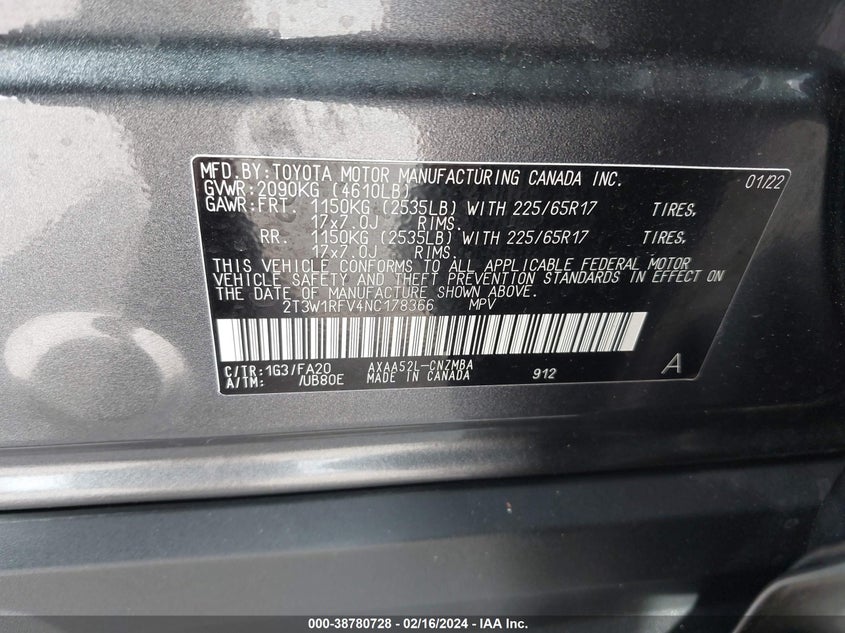 2022 TOYOTA RAV4 XLE - 2T3W1RFV4NC178366