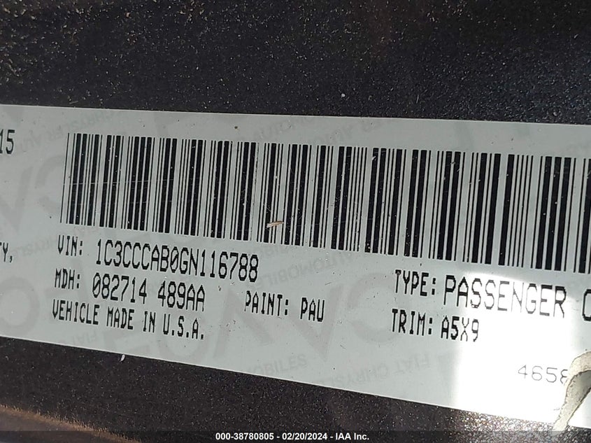 2016 CHRYSLER 200 LIMITED - 1C3CCCAB0GN116788