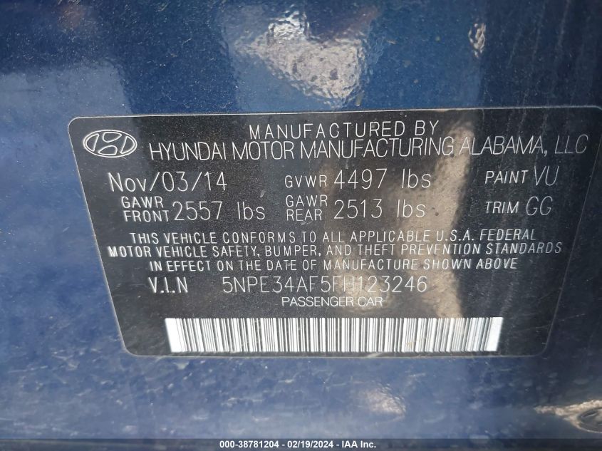 2015 HYUNDAI SONATA SPORT/LIMITED - 5NPE34AF5FH123246