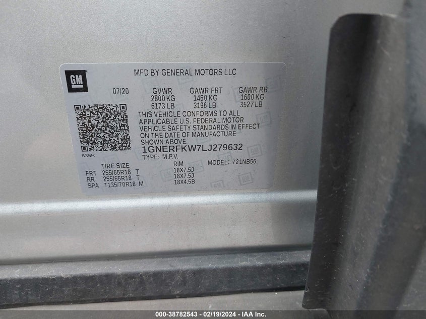 2020 CHEVROLET TRAVERSE FWD LS - 1GNERFKW7LJ279632