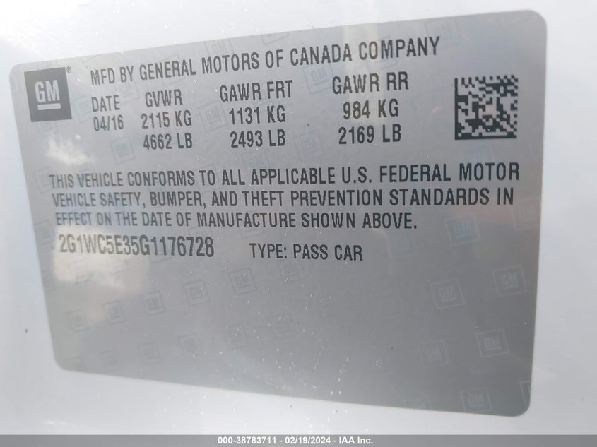 2016 CHEVROLET IMPALA LIMITED LTZ - 2G1WC5E35G1176728