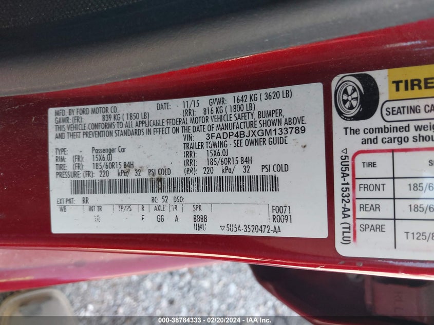 2016 FORD FIESTA SE - 3FADP4BJXGM133789