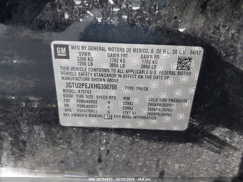 2017 GMC SIERRA 1500 DENALI - 3GTU2PEJXHG398766