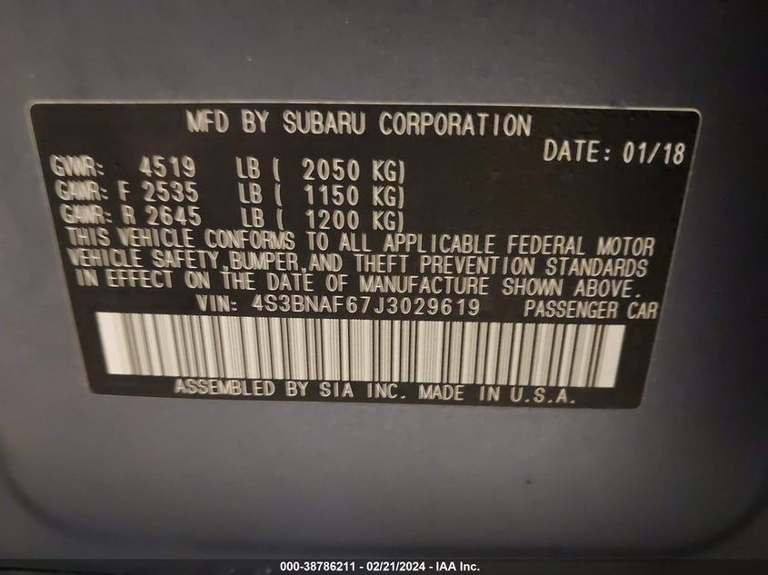 2018 SUBARU LEGACY 2.5I PREMIUM - 4S3BNAF67J3029619