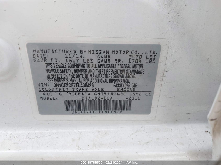 2015 NISSAN VERSA NOTE SV - 3N1CE2CP7FL400428