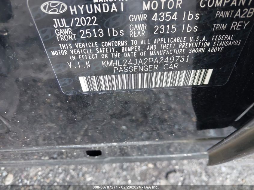 2023 Hyundai Sonata Se VIN: KMHL24JA2PA249731 Lot: 38787271