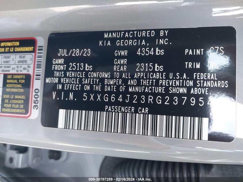 2024 KIA K5 GT-LINE - 5XXG64J23RG237954