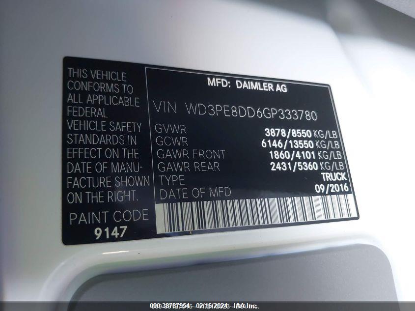 2016 MERCEDES-BENZ SPRINTER 2500 HIGH  ROOF/HIGH ROOF - WD3PE8DD6GP333780