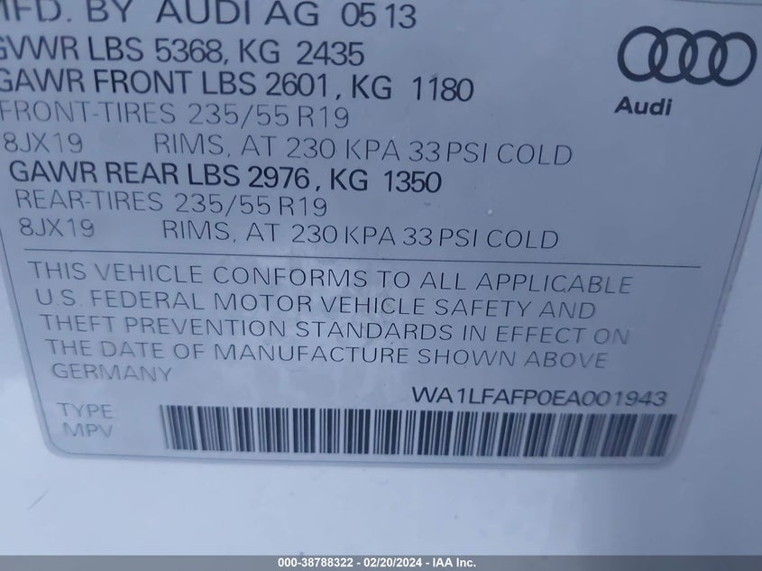 2014 AUDI Q5 PREMIUM PLUS - WA1LFAFP0EA001943