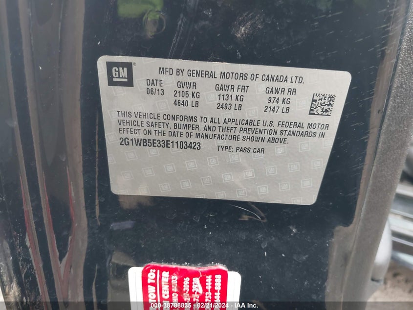 2014 CHEVROLET IMPALA LIMITED LT - 2G1WB5E33E1103423