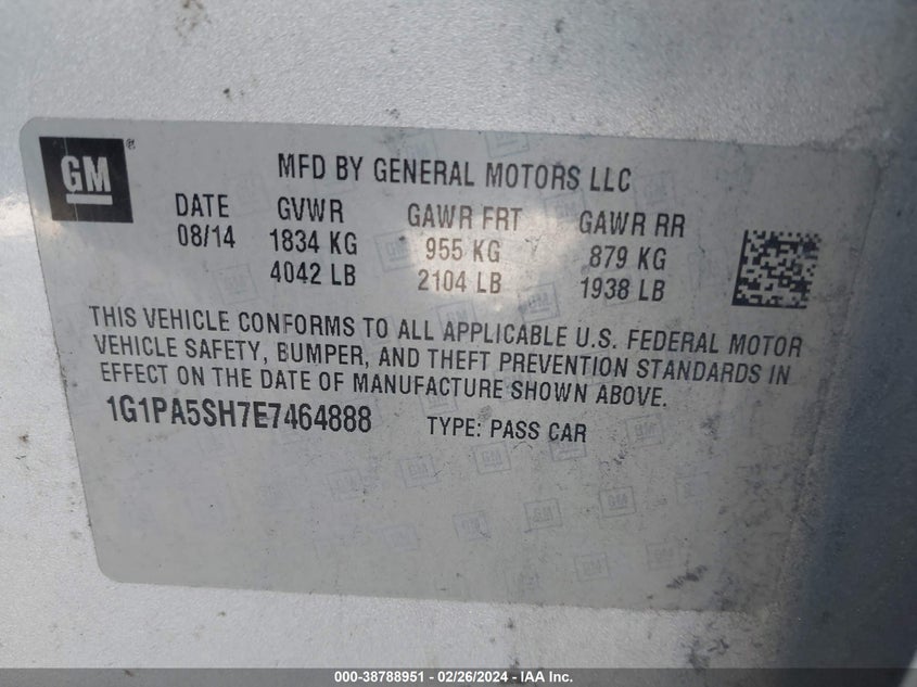 2014 CHEVROLET CRUZE LS - 1G1PA5SH7E7464888