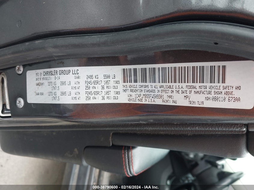 2015 JEEP CHEROKEE TRAILHAWK - 1C4PJMBS5FW509301