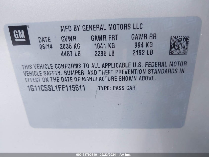 2015 CHEVROLET MALIBU 1LT - 1G11C5SL1FF115611