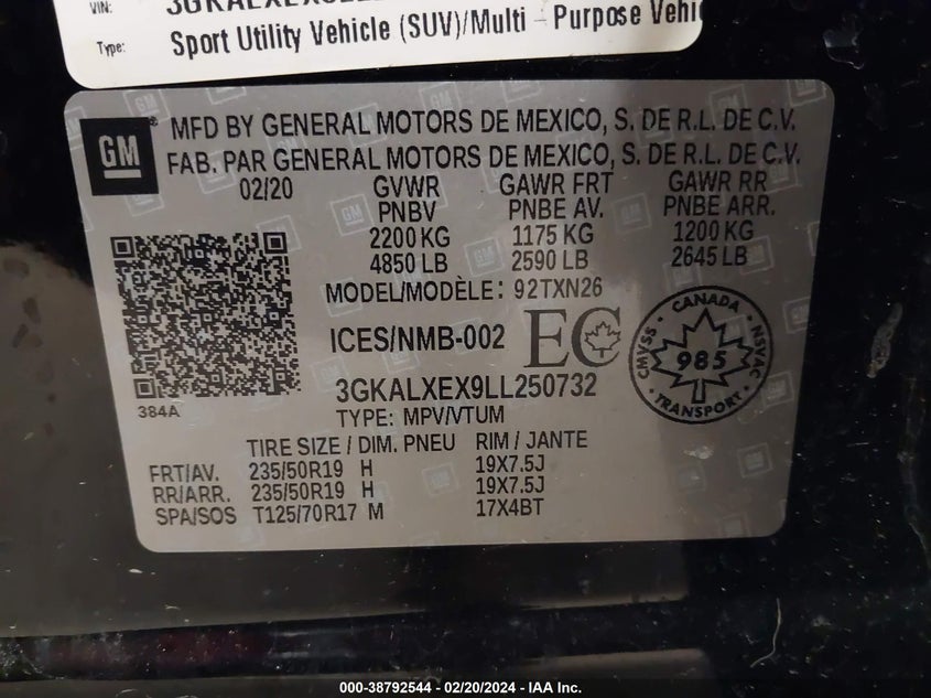 2020 GMC TERRAIN DENALI - 3GKALXEX9LL250732