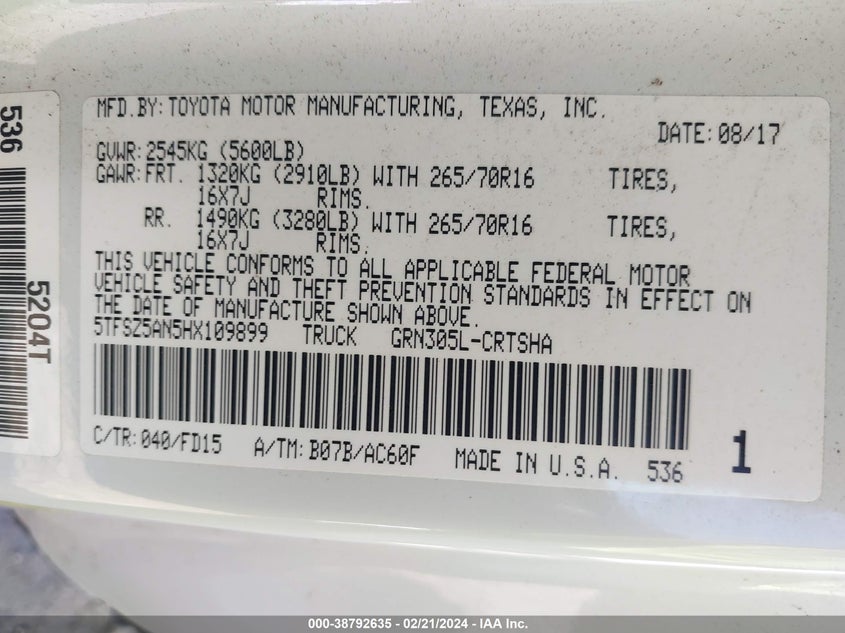 2017 TOYOTA TACOMA TRD OFF ROAD - 5TFSZ5AN5HX109899