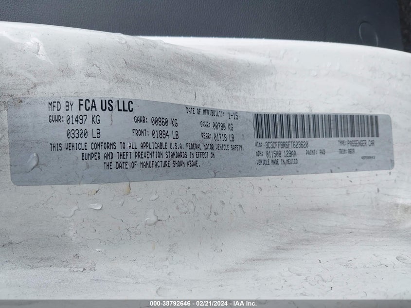 2015 FIAT 500 SPORT - 3C3CFFBR6FT623620