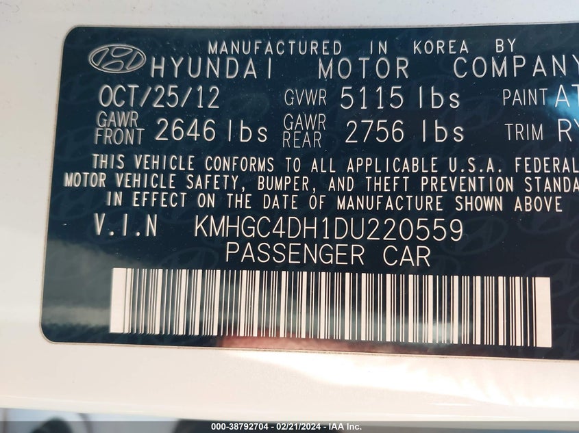 2013 HYUNDAI GENESIS 5.0L - KMHGC4DH1DU220559